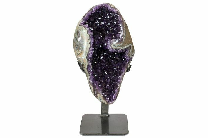 Amethyst Geode Section With Metal Stand - Uruguay #153461